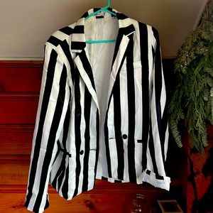 Beatlejuice blazer - black and white striped XL